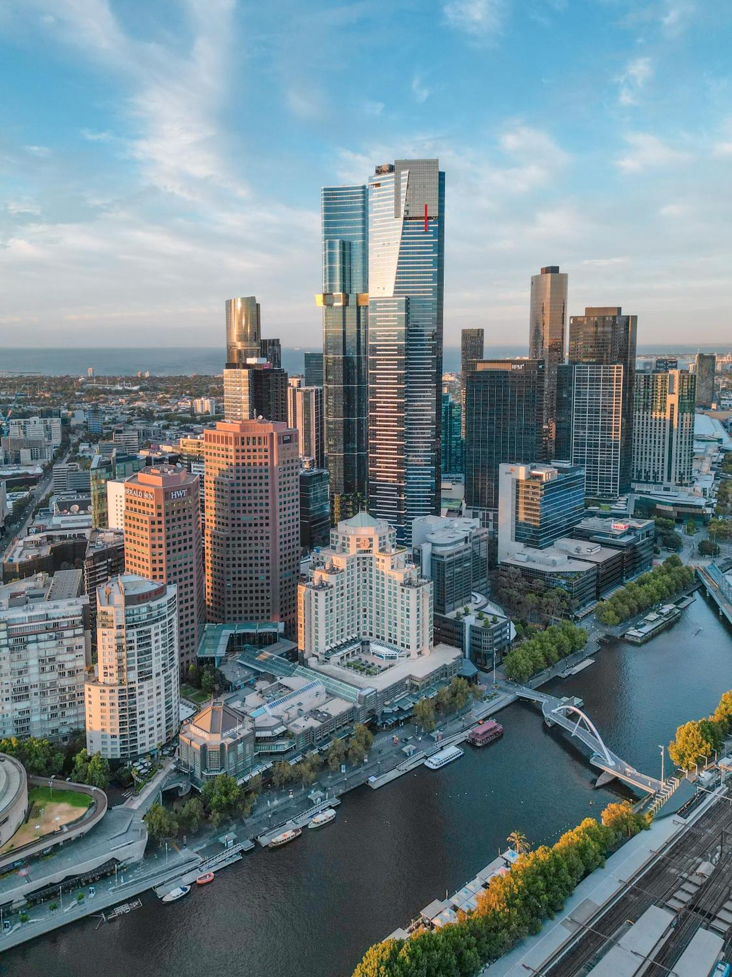 The Langham Melbourne Hotel Exterior photo Aerial view of the Melbourne CBD